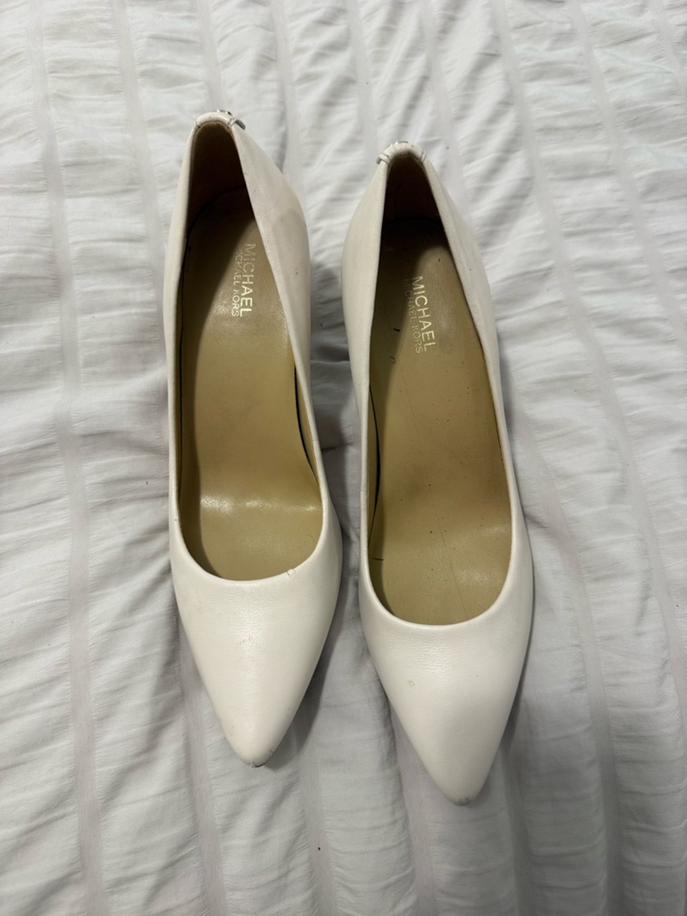 Michael Kors White Pointed Leather Heels